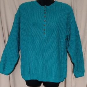 Teal Button-Up Women's Sweater